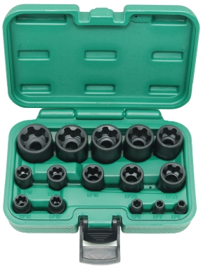 Zestaw 15szt. nasadek 1/4", 3/8", 1/2" E-TORX PLUS