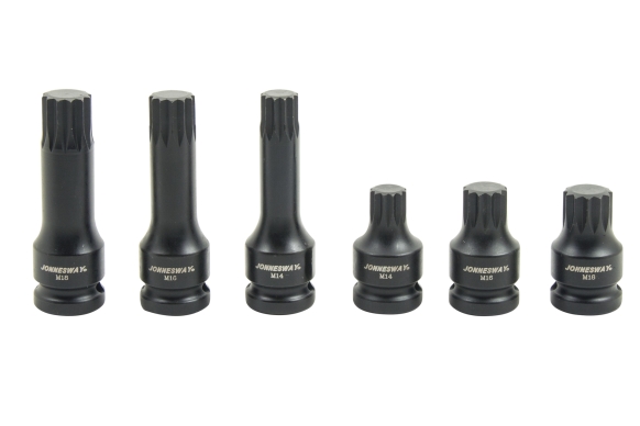 Zestaw 6szt. bitów udarowych SPLINE z nasadką 1/2"