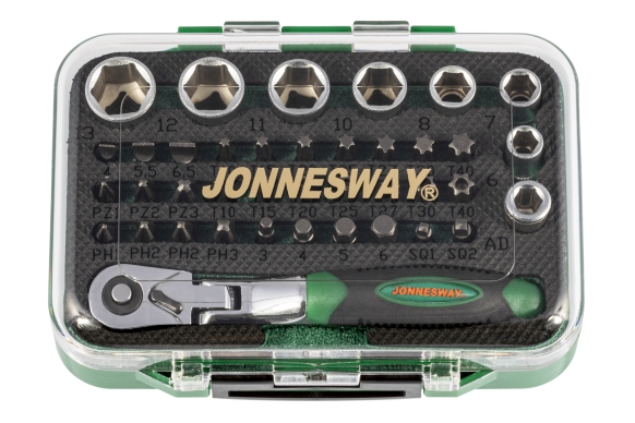 Zestaw 40szt. bitów i kluczy nasadowych z grzechotką łamaną 1/4"