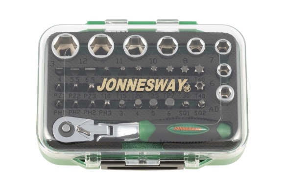 Zestaw 40szt. bitów i kluczy nasadowych z grzechotką łamaną 1/4"