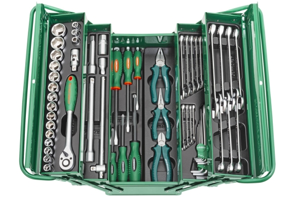 Skrzynka rozsuwana z zestawem 62szt. narzędzi