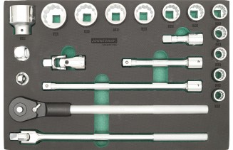 Zestaw 20szt. narzędzi z nasadkami 12-kątnymi 3/4" we wkładce EVA