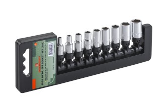 Zestaw 9szt. nasadek 1/4" 6-kątnych calowych
